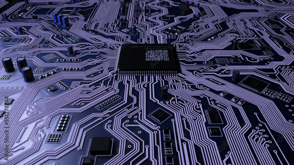 Visualization of electronic technologies. The processor chip on the ...