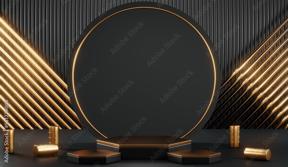 3D rendering of blank product background for cream cosmetics Modern black podium background 3D rendering of blank product background for cream cosmetics Modern black podium background