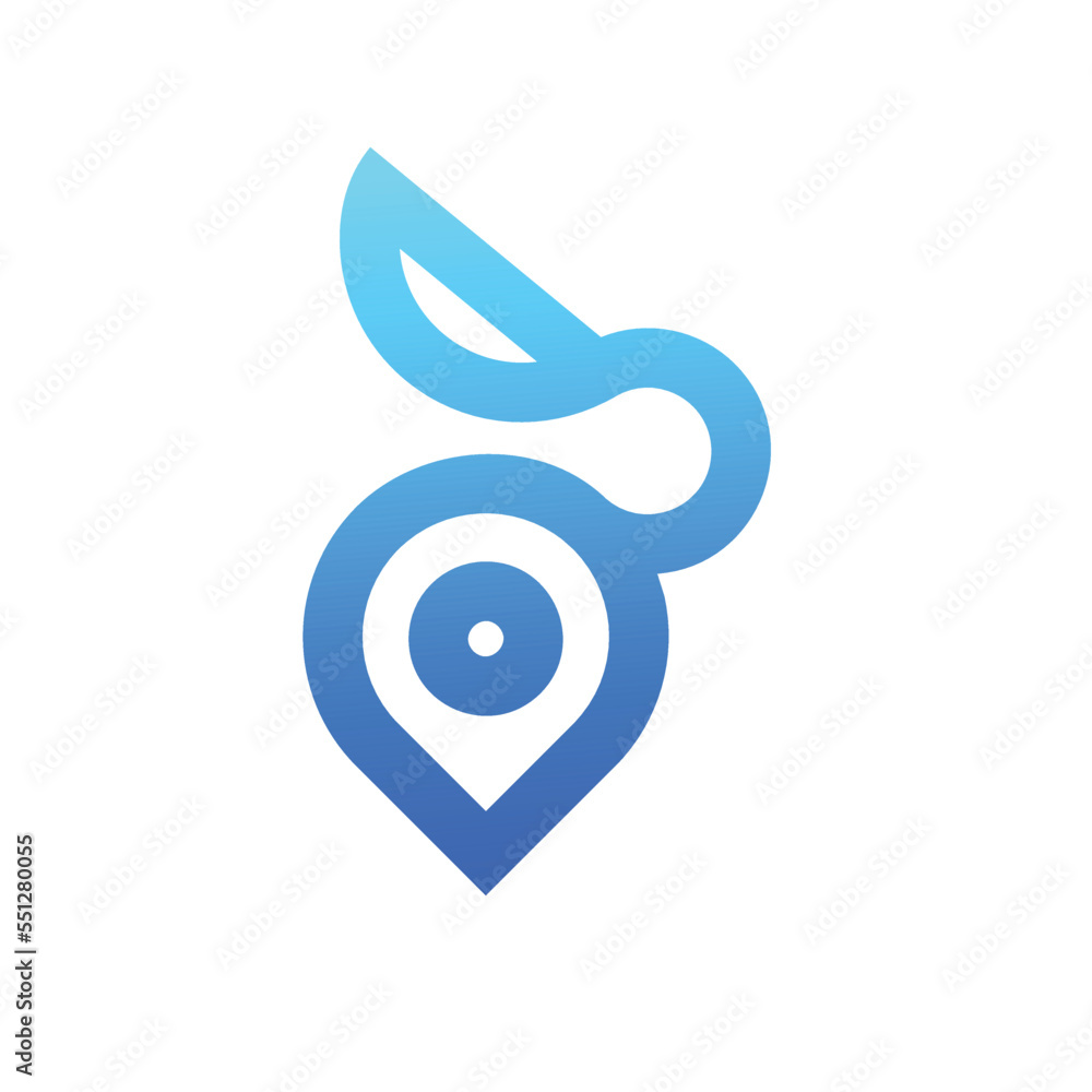 Rabbit Location Gradient Logo Design Rabbit Location Gradient Logo Design