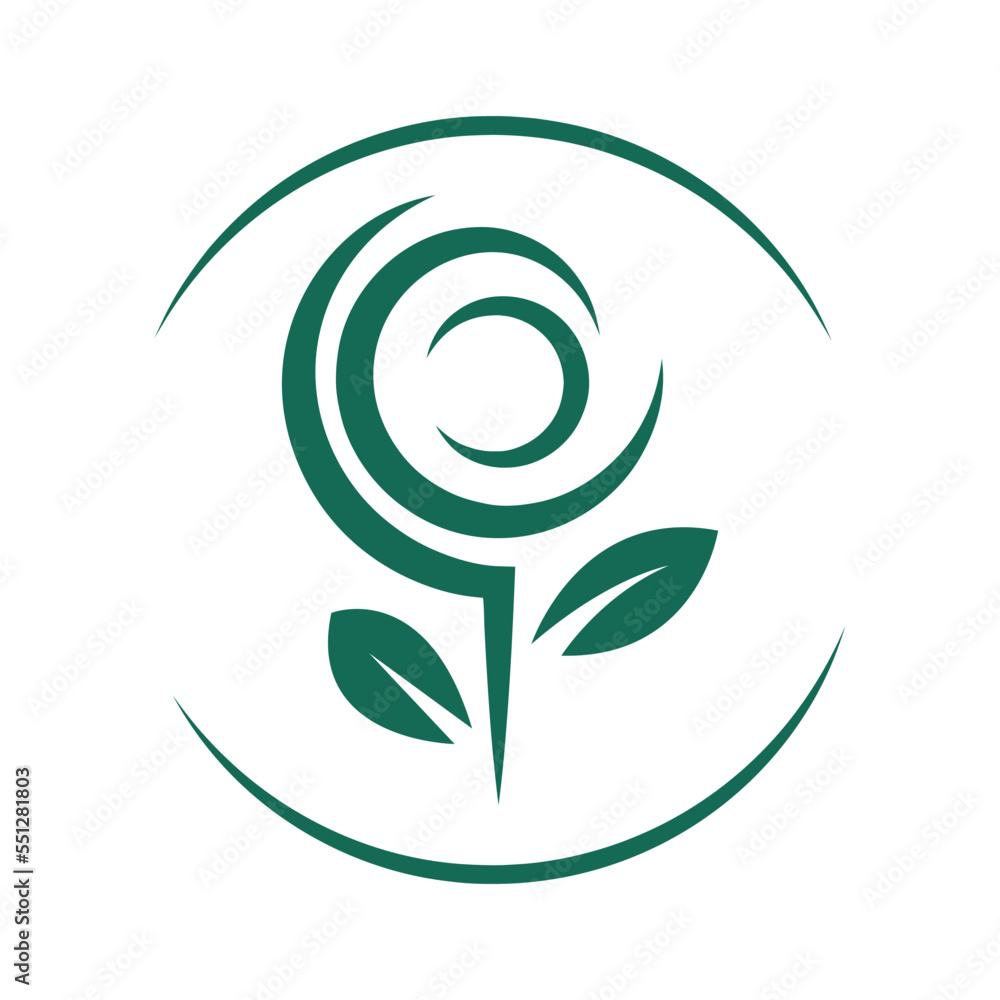 Fototapeta premium Abstract Green Flower with Circle Line
