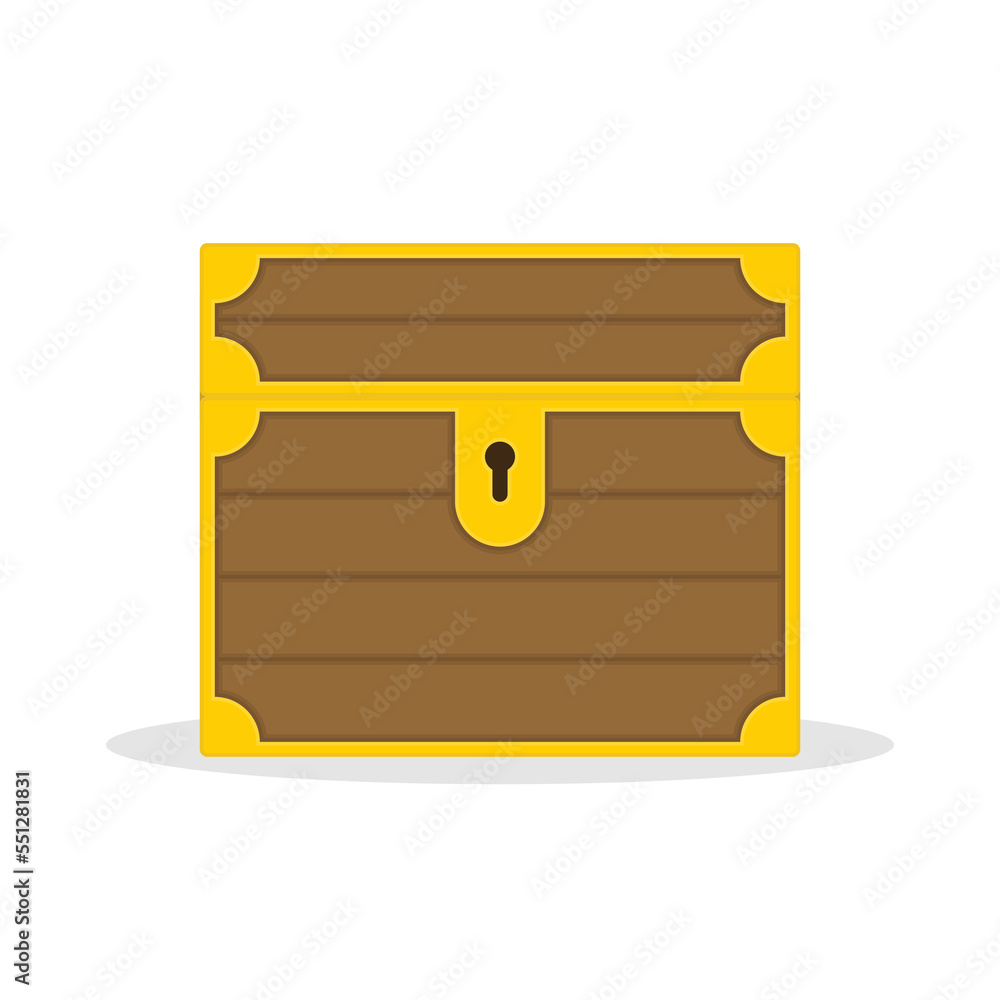 Closed chest. Treasure of golden coins isolated on white background. Concepts of wealth or hoard. Vector illustration in flat style. EPS 10. Closed chest. Treasure of golden coins isolated on white background. Concepts of wealth or hoard. Vector illustration in flat style. EPS 10.
