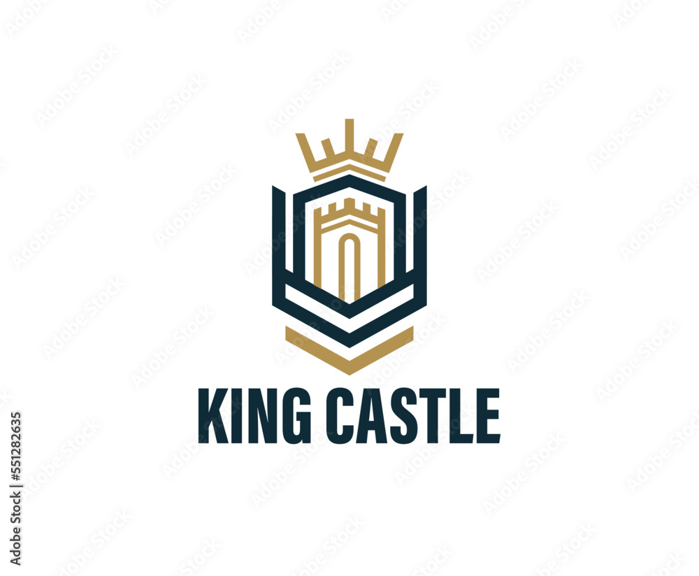 Simple Castle King Crown Logo Design Template
