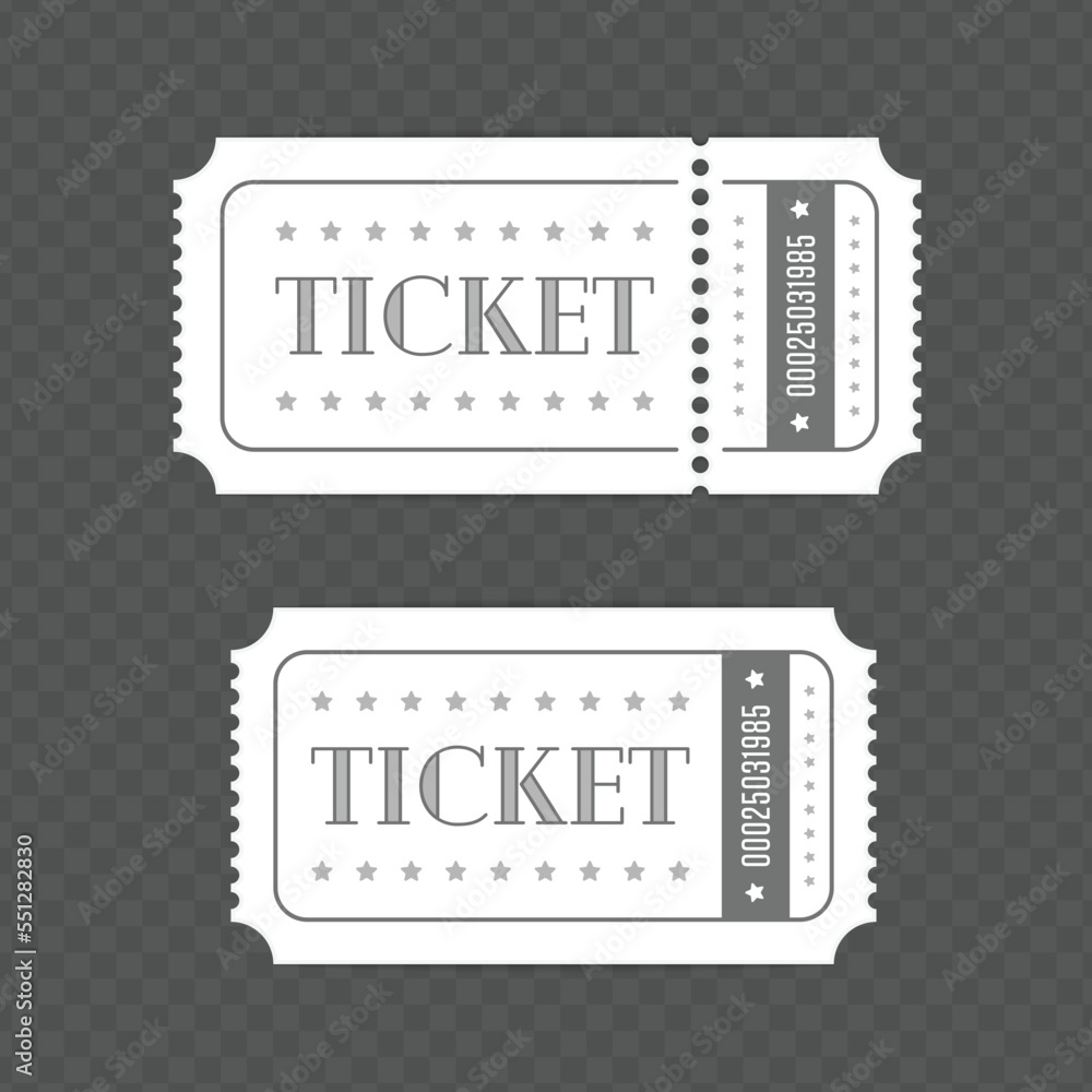 Retro cinema ticket template, isolated on transparent background. Set of Tickets to theater, concert or other event. Vector illustration in flat style. EPS 10. Retro cinema ticket template, isolated on transparent background. Set of Tickets to theater, concert or other event. Vector illustration in flat style. EPS 10.