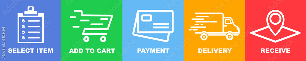 Set of shopping process vector icons. Steps of online order. Tracking order. Vector 10 Eps. Set of shopping process vector icons. Steps of online order. Tracking order. Vector 10 Eps.