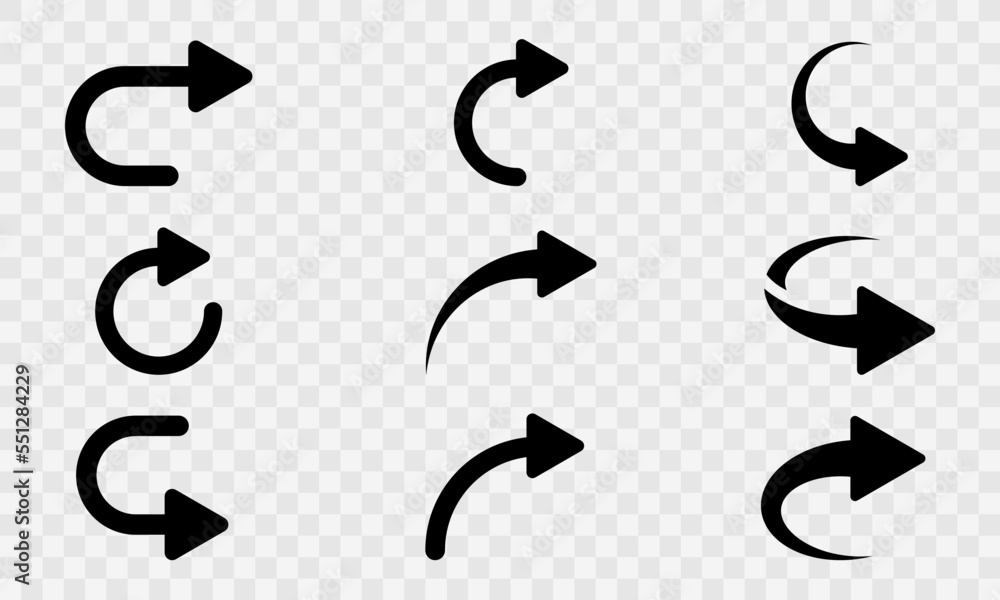 Set of go forward arrows vector icons. Right direction. Next arrow. Pointer further. Vector 10 EPS. Set of go forward arrows vector icons. Right direction. Next arrow. Pointer further. Vector 10 EPS.