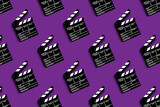 clapper board for shooting video and movies pattern on purple background
