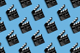 clapper board for shooting video and movies pattern on blue background