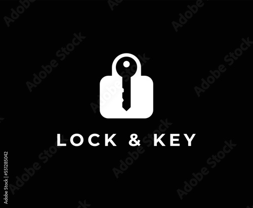 Simple Lock and Key Logo Design Template