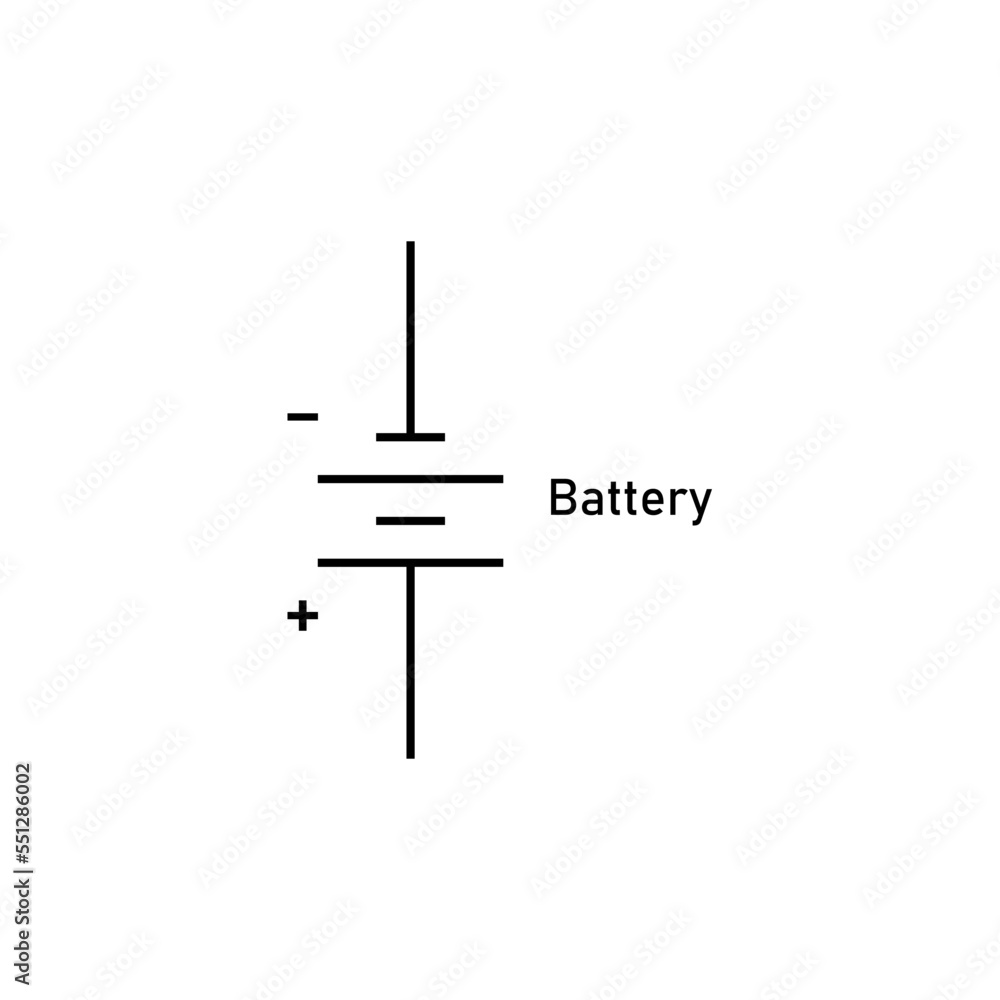 Double cell battery symbol in electricity.