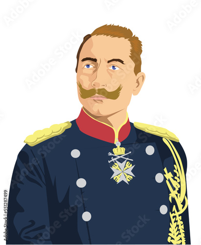 Retrato caricatura em vetor do Kaiser Wilhelm II da Alemanha