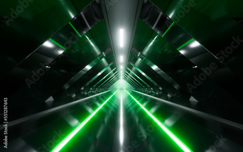 Fototapeta Naklejka Na Ścianę i Meble -  Dark tunnel with glowing light illuminated, 3d rendering.