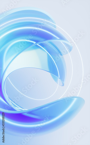 Fototapeta Naklejka Na Ścianę i Meble -  Gradient transparent curve glass, 3d rendering.