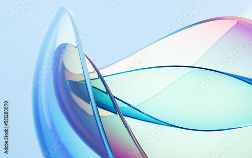 Fototapeta Naklejka Na Ścianę i Meble -  Gradient transparent curve glass, 3d rendering.