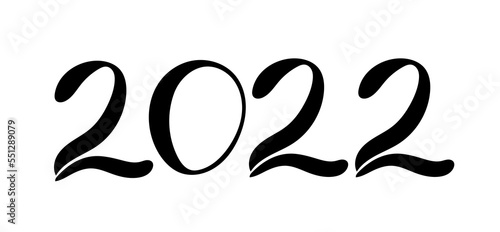 2022 year. Lettering, italic type. Hand drawn lettering, vector