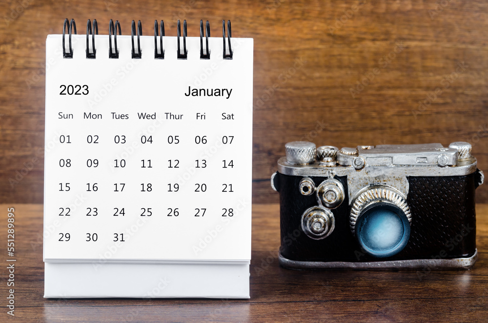 The January 2023 Monthly desk calendar for the organizer to plan 2023
