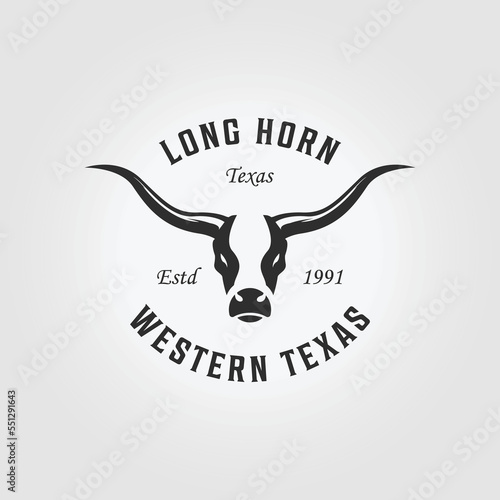 cow antler horns logo vector design illustration vintage
