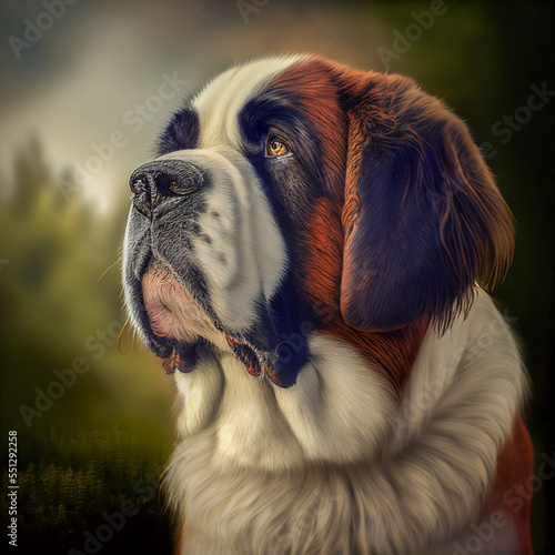 Portrait of a saint bernard dog generative ai illustration photo
