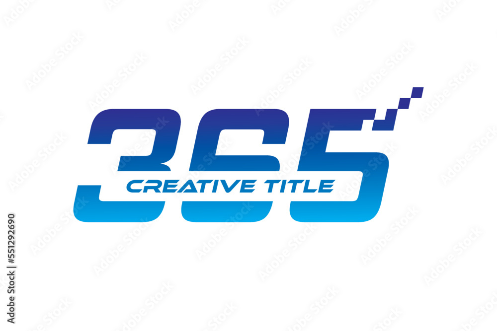 365 Letter Initial Logo Editable Design Template Vector Illustration - obrazy, fototapety, plakaty 