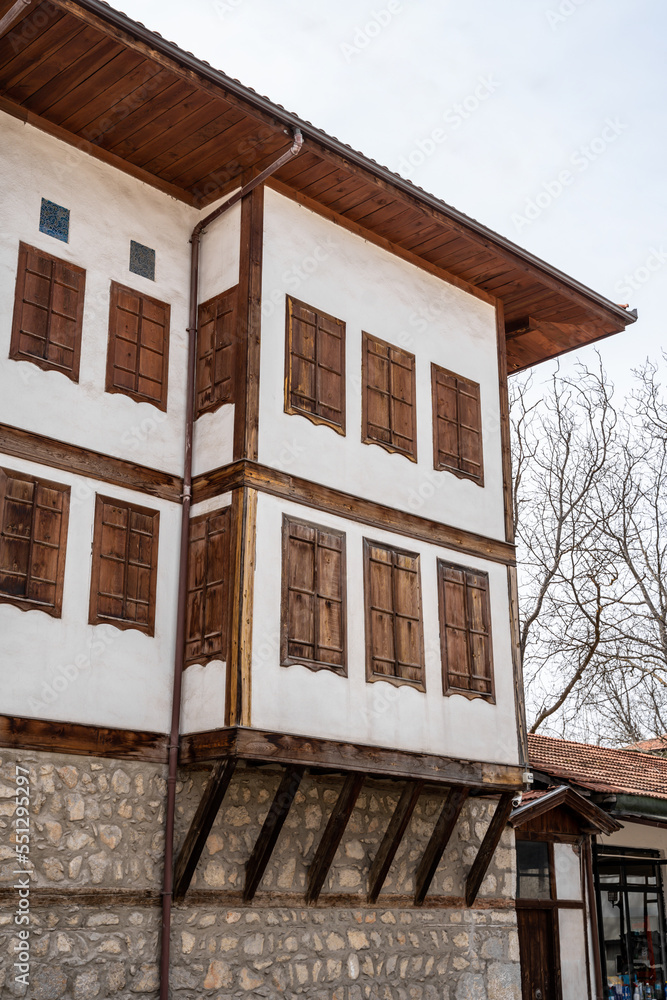 Traditional Ottoman house in Safranbolu. Safranbolu UNESCO World Heritage Site. Old wooden mansion turkish architecture. Wooden ottoman mansion