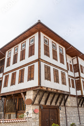 Traditional Ottoman house in Safranbolu. Safranbolu UNESCO World Heritage Site. Old wooden mansion turkish architecture. Wooden ottoman mansion corner.