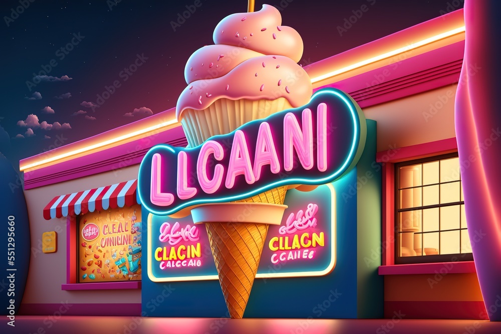 ice cream land. Cartoon game background. 3d vector illustration Stock