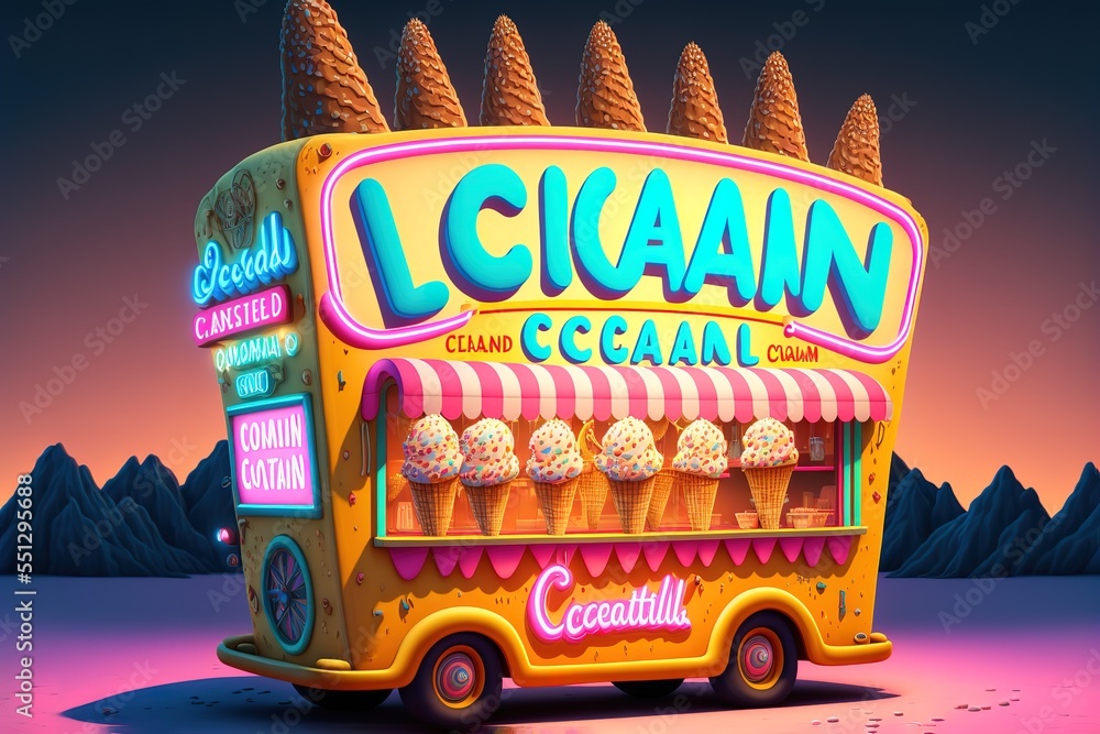ice cream land. Cartoon game background. 3d vector illustration Stock