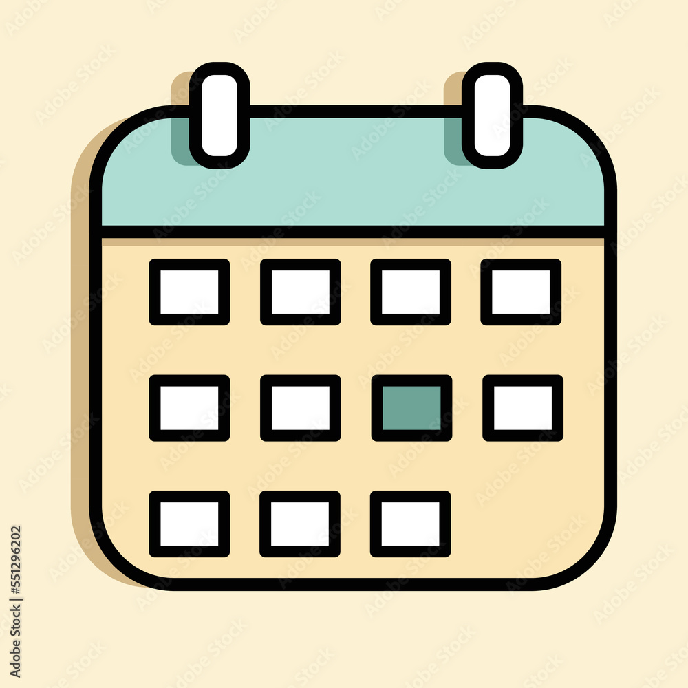 Calendar icon flat vector pastel illustration. Date logo element. Monthly icon vector Calendar icon flat vector pastel illustration. Date logo element. Monthly icon vector