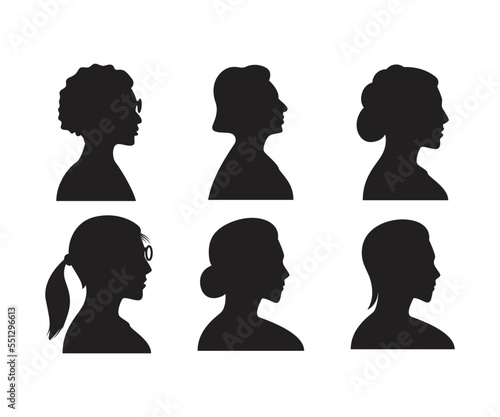 silhouette woman head side view avatar illustration