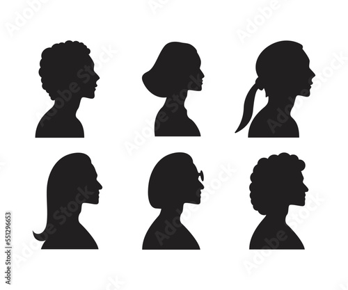 silhouette woman head side view avatar illustration