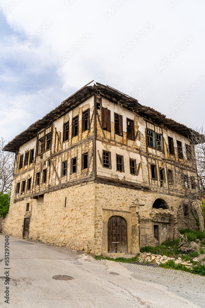 Traditional Ottoman house in Safranbolu. Safranbolu UNESCO World Heritage Site. Old wooden mansion turkish architecture. Wooden ottoman mansion. 
abandoned Turkish mansion.