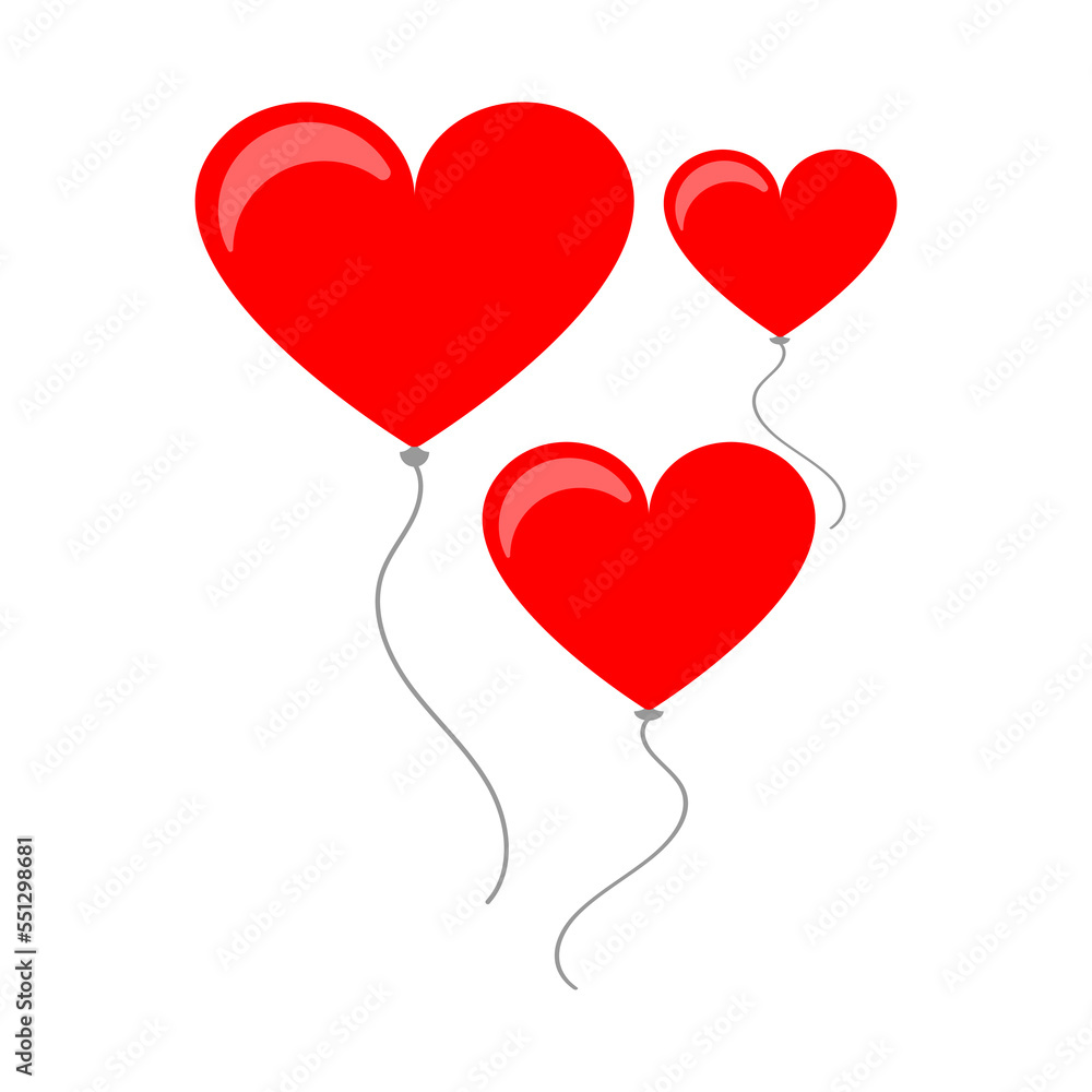 Three balloons in the shape of a heart. Vector illustration.