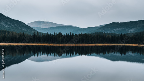 Lake in the mountains with reflection
