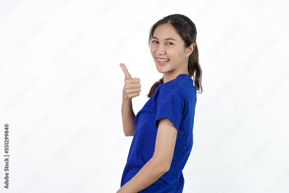 Beautiful young soccer female sport fans with blue t-shirt isolated on white background. Beautiful young soccer female sport fans with blue t-shirt isolated on white background.