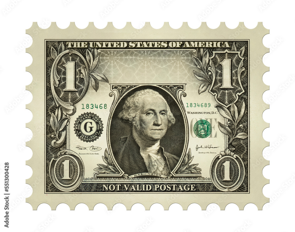 Obraz premium One dollar bill retouched as a postage stamp.