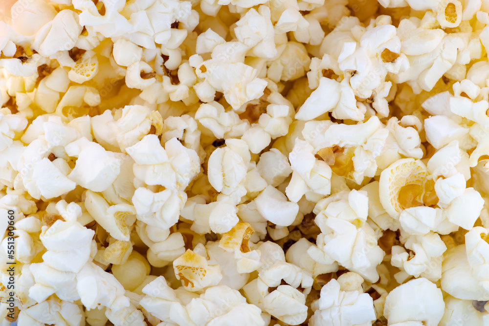 Freshly cooked, hot popcorn, suitable for an abstract background,diet concept