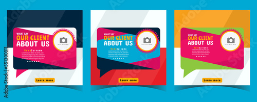 Client testimonials or customer feedback social media post web banner template