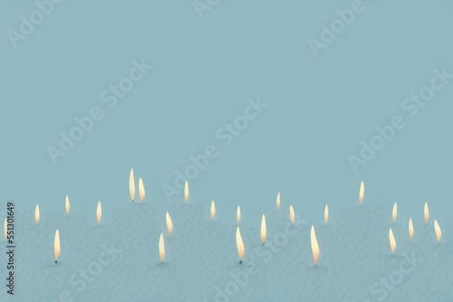 burning candles on a blue background