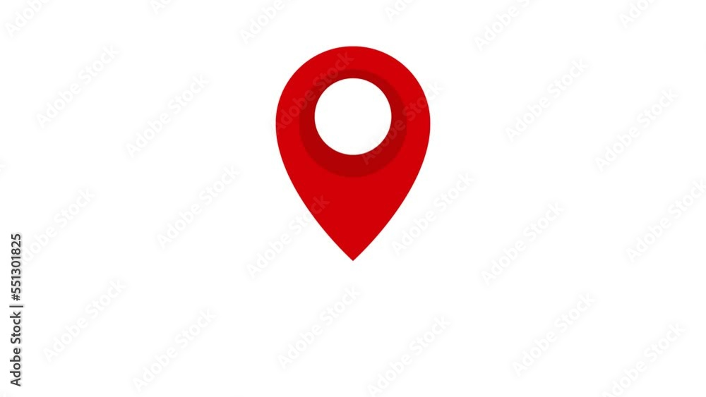 GPS location red pointer animated icon on white background. GPS location red pointer animated icon on white background.
