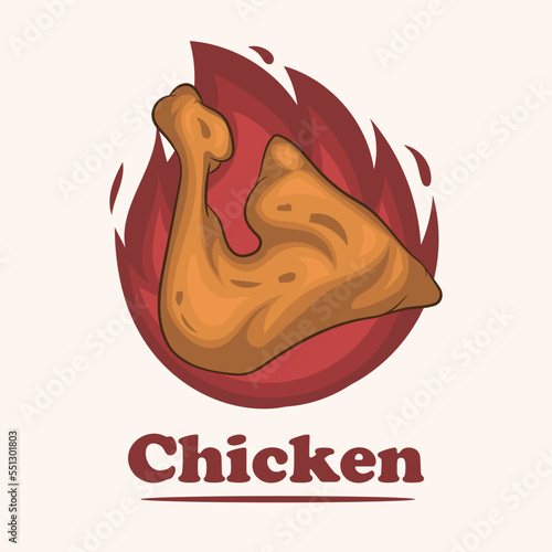 hot Grilled chicken vector illustration