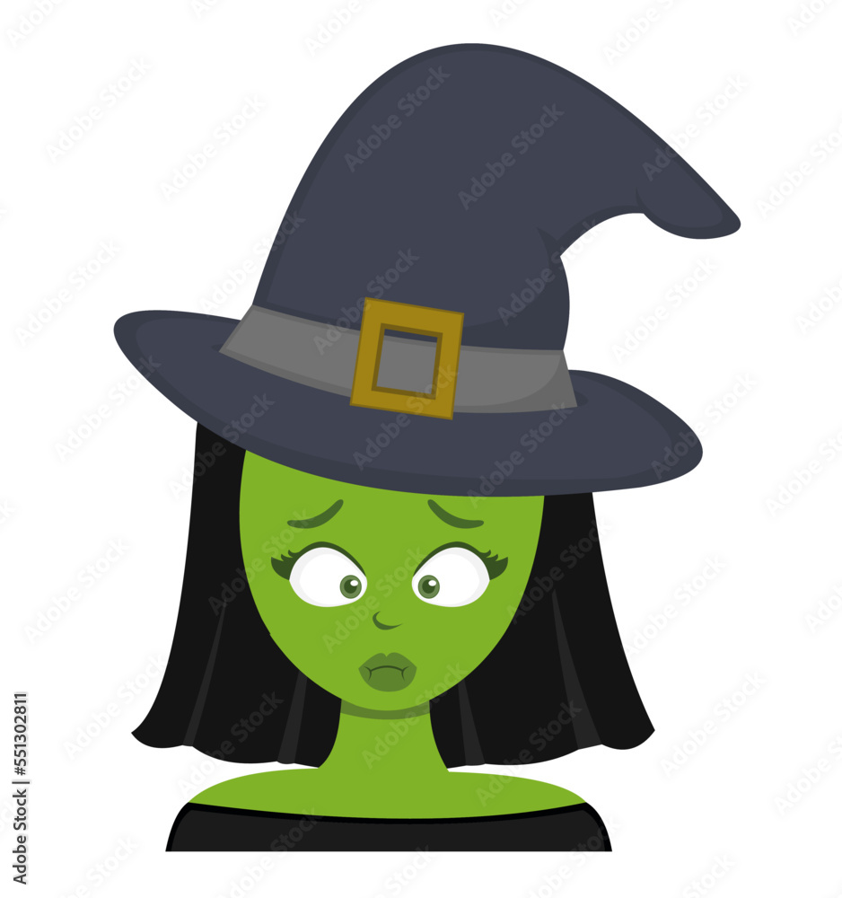vector cartoon character illustration of a witch with nausea symptoms green color