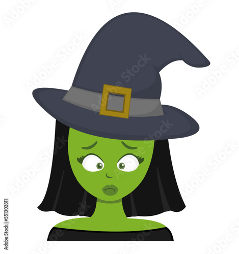 vector cartoon character illustration of a witch with nausea symptoms green color