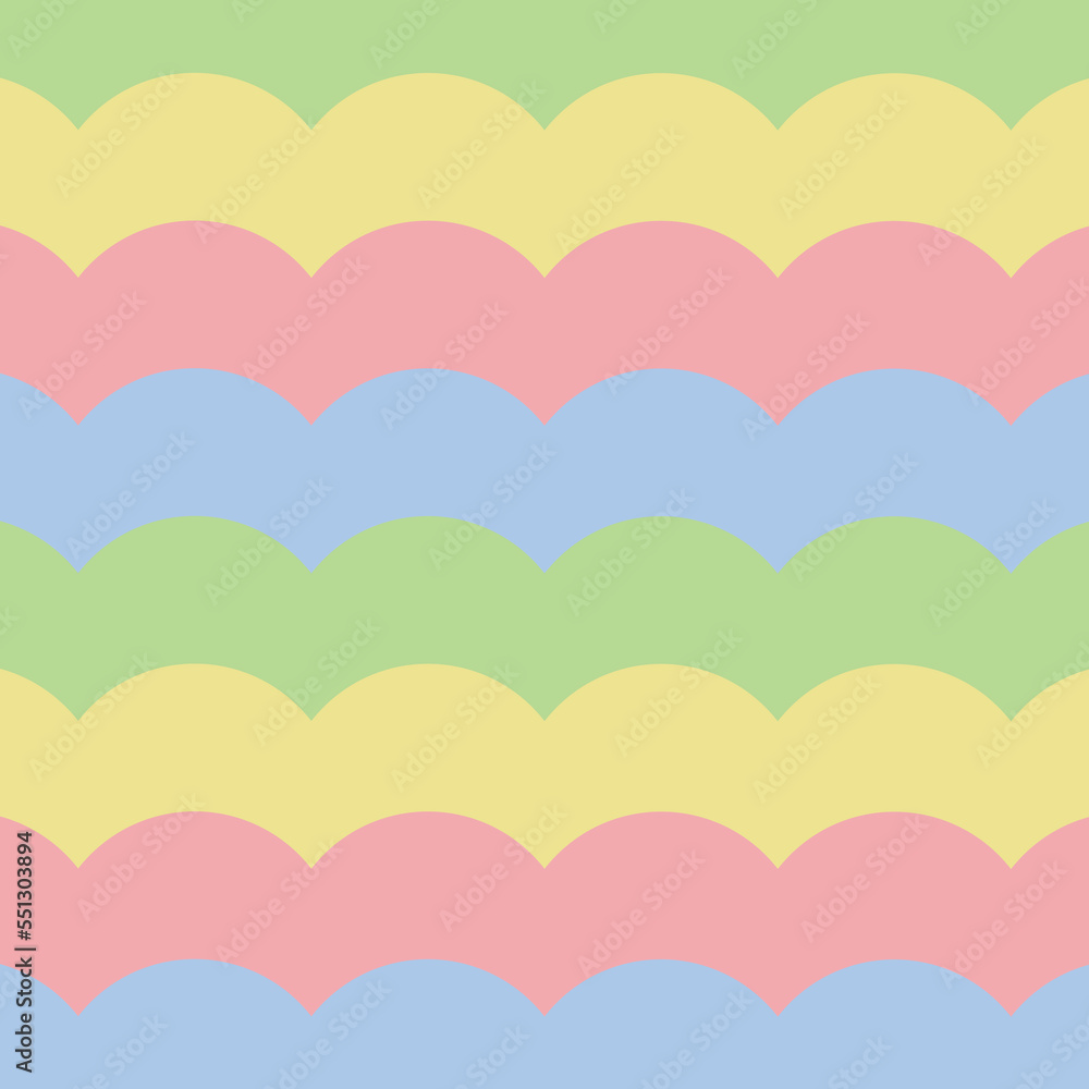 Vector fabric pattern illustration background abstract curve patterns cute curve from circle Yellow blue green pink pastel color different size. illustration wallpaper abstract  pattern background.