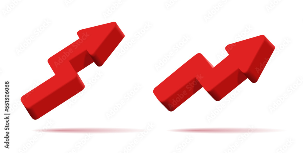 3d red arrow pointing up, cartoon render style, isolated 3d red arrow pointing up, cartoon render style, isolated