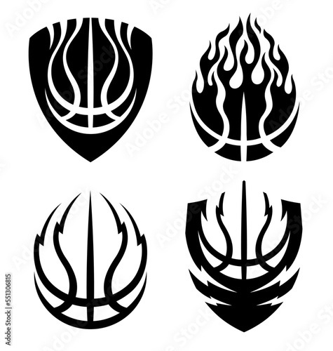 Basketball icon emblem logo set