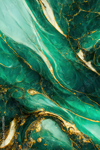 Green and gold marble background. Fluid art modern wallpaper.  Stock-illustrasjon | Adobe Stock