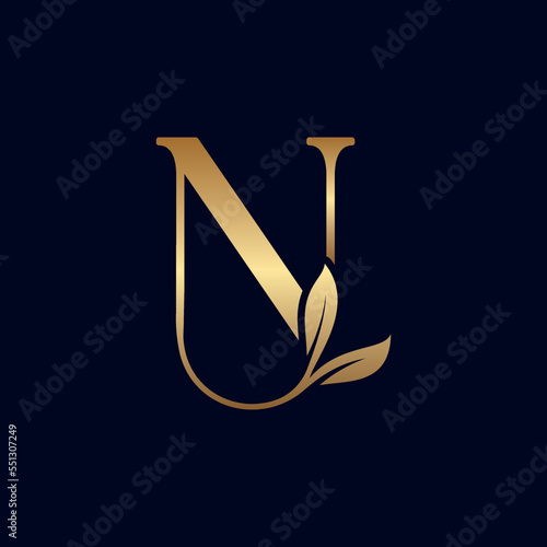 luxury premium leaf logo letter N