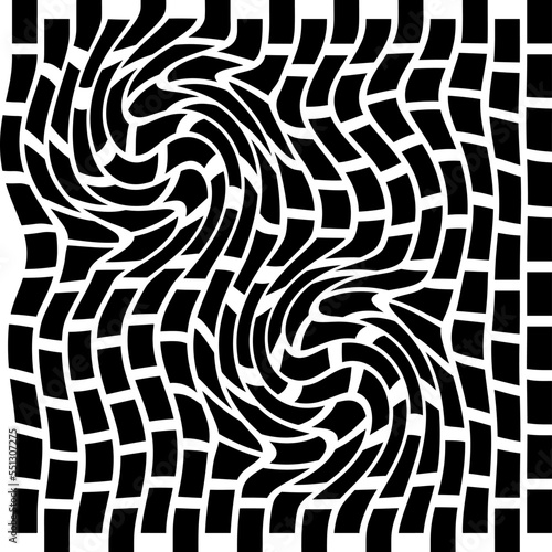 black and white seamless squares wavy pattern