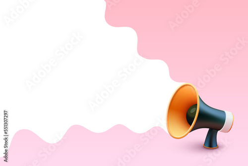 Megaphone message 3d icon, speech voice chat. Vector