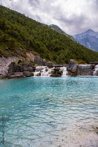 Majestic waterfalls at the scenic Blue Moon Valley, Yunnan, China.