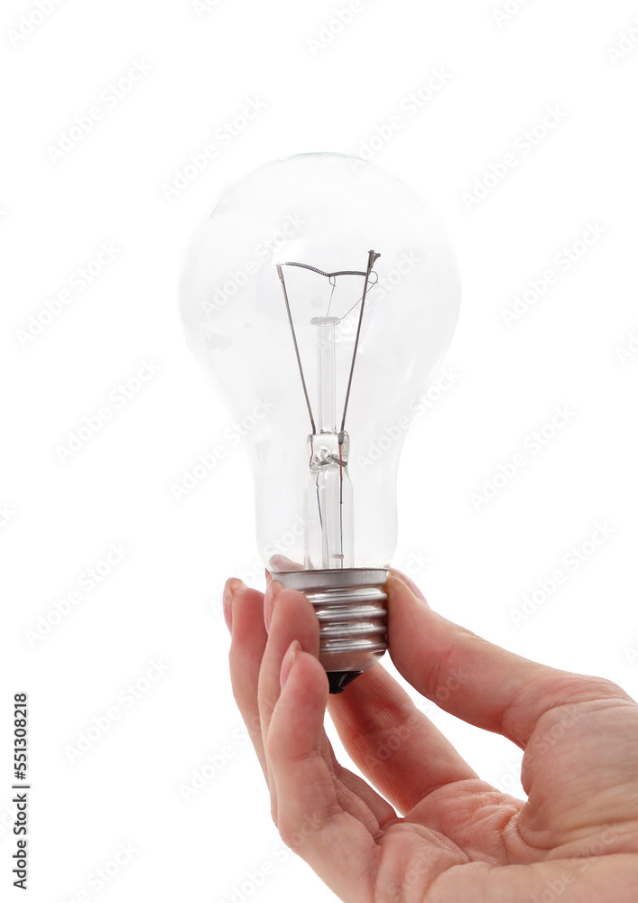 Light bulb in hand. Light bulb in hand.